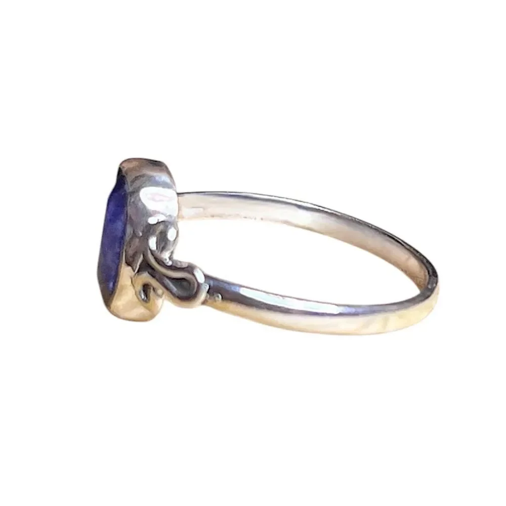 Elegant Artisan Sterling Silver Genuine Faceted Iolite Ring Size 7.5
